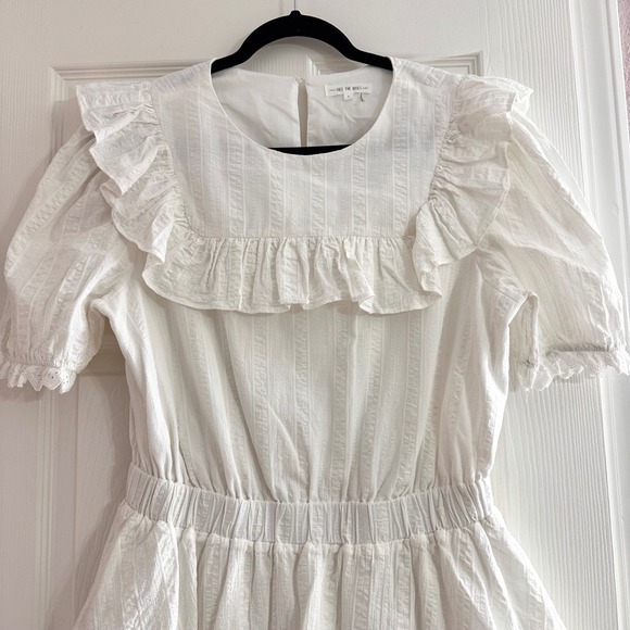 Free The Roses White Ruffle Lace Prairie Mini Dress Feminine Cottage Large - Picture 4 of 8